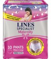 LINES SPECIALIST MATERNITY MUTANDINA ASSORBENTE PER PERDITE POST PARTO MISURA LARGE 10 PEZZI